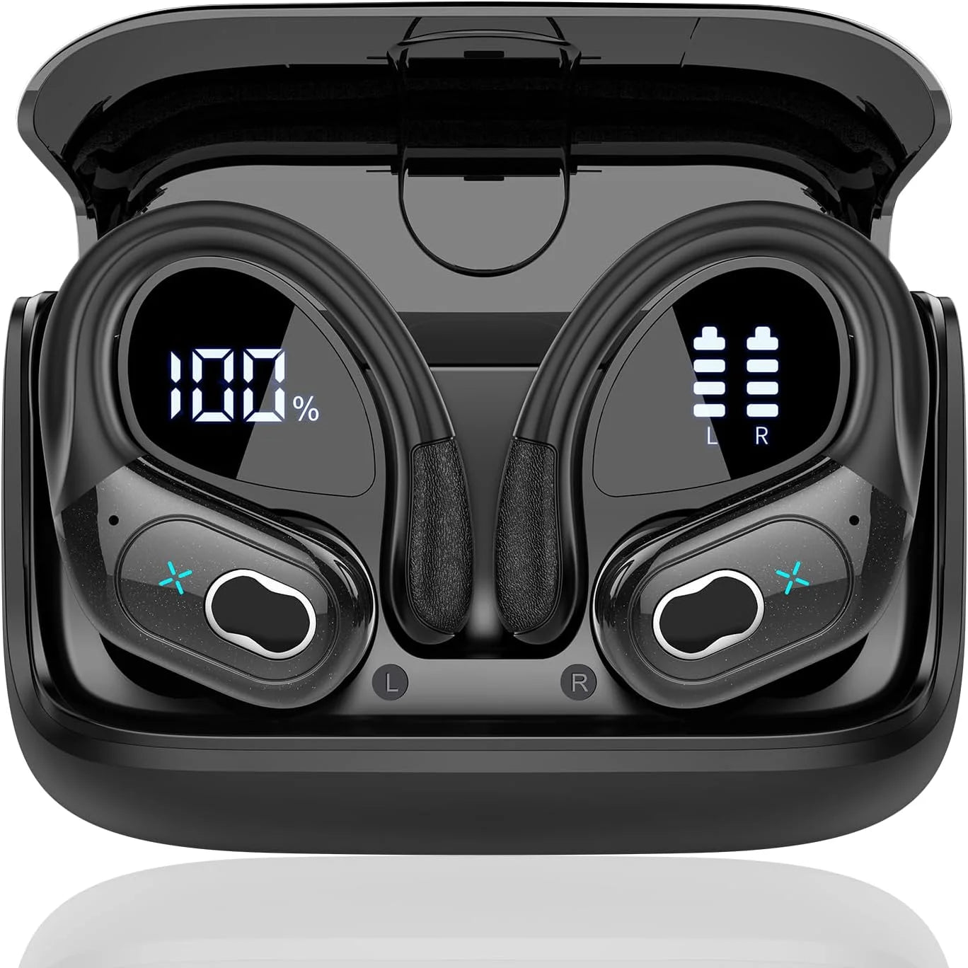 Wireless Earbuds 5.4 Bluetooth Headphones Sports Ear Buds with Earhooks 75H Playtime Wireless Headphones for Workout Waterproof